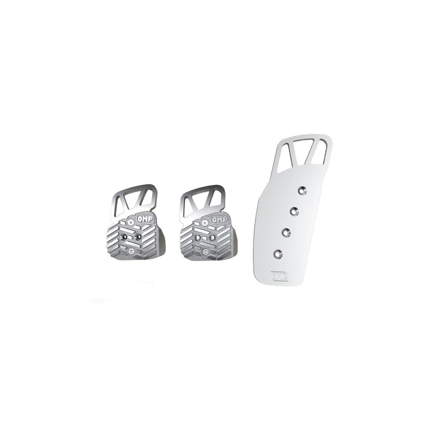OMP Italy Aluminium Long Pedal Pads silver Silver Car parts \ Car