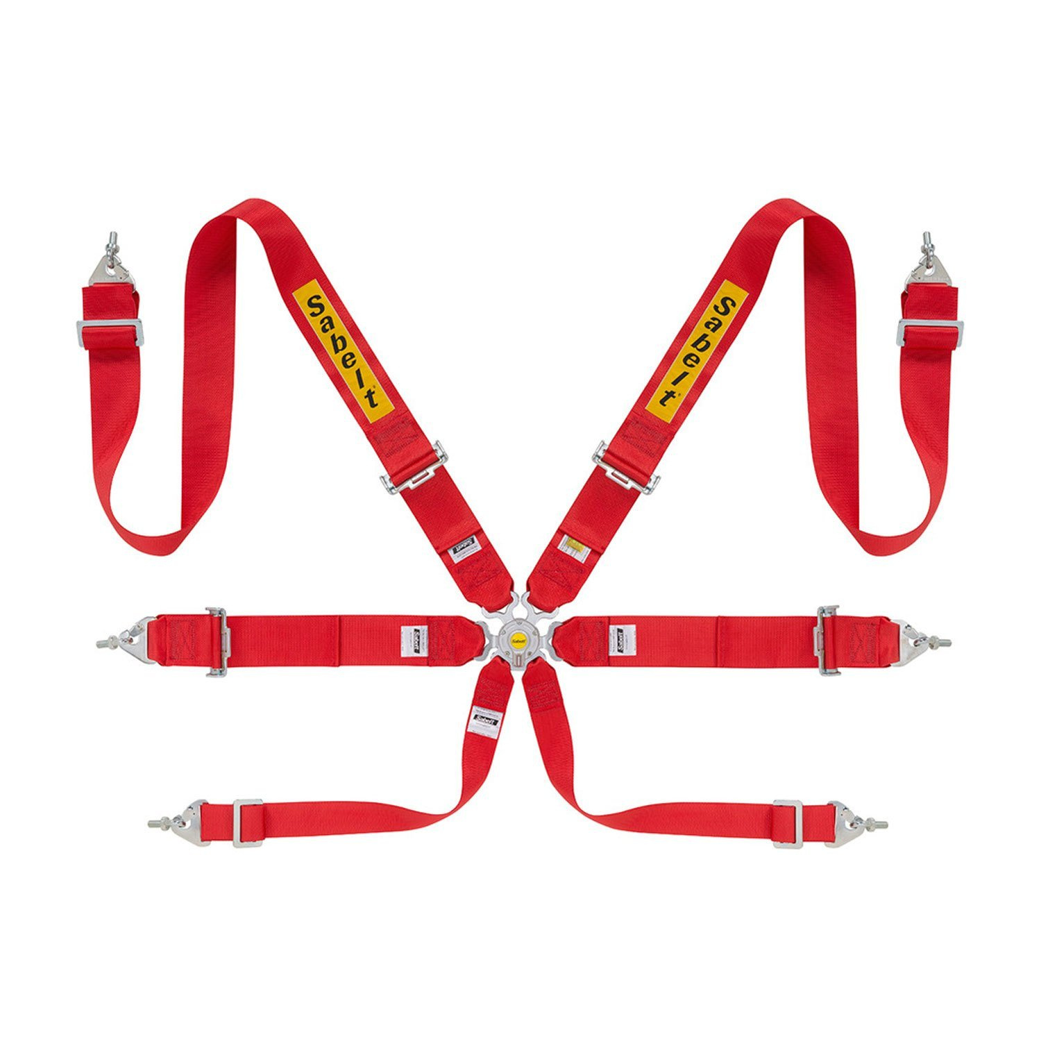 Sabelt Safety Belts 6 points Silver Saloon Rally 3" Red (with